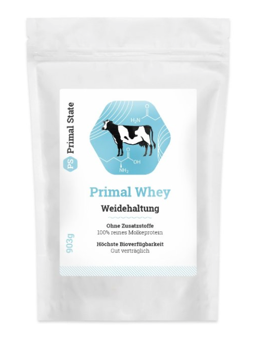 PRIMAL WHEY PROTEIN PULVER (100% REINES MOLKEPROTEIN VON WEIDETIEREN) - 453G